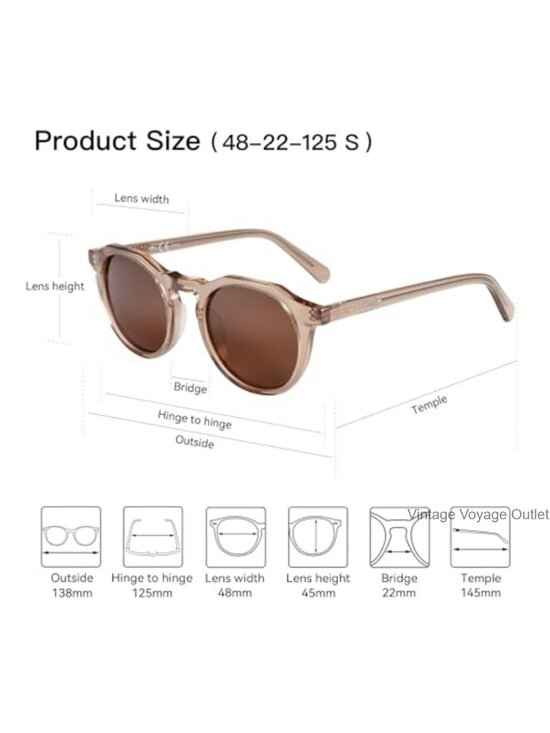 Vintage Round Polarized UV400 Sunglasses Acetate Unisex main image 6